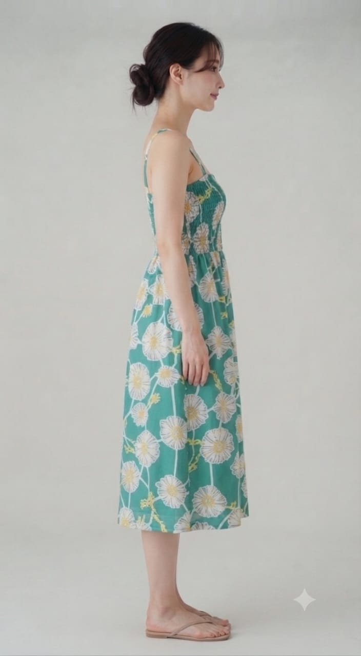 Blue Daisy Floral Smocked Midi Dress | Sleeveless Summer Dress