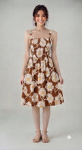 Pale Yellow Daisy Floral Smocked Midi Dress | Sleeveless Summer Dress
