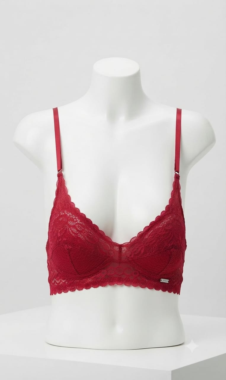 Floral Lace Non-Wired Bralette with Adjustable Straps