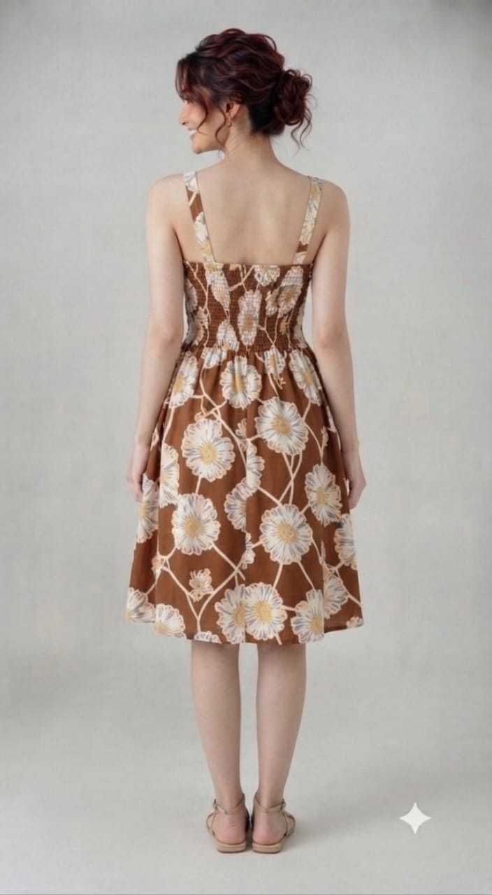 Pale Yellow Daisy Floral Smocked Midi Dress | Sleeveless Summer Dress