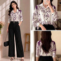 Floral Print Chiffon Shirt Purple