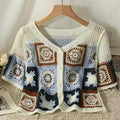 Boho Crochet Tassel Vest Brown Baroque Floral